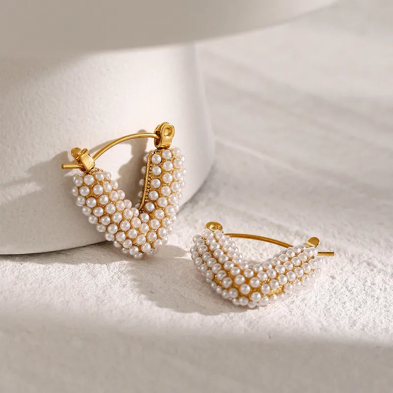 Raha Pearl Heart Orbit Earrings — view 2