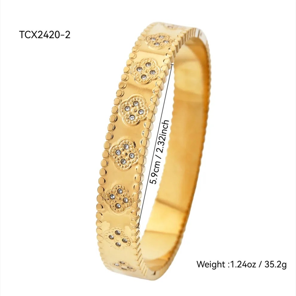 Dinner/ Party Golden Clover Bangle — view 3