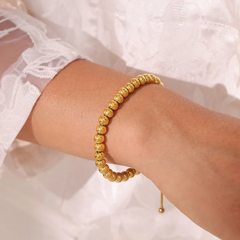 Golden ball string Bracelet 6mm — view 2