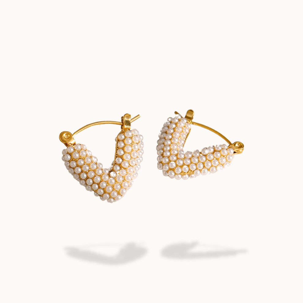 Raha Pearl Heart Orbit Earrings