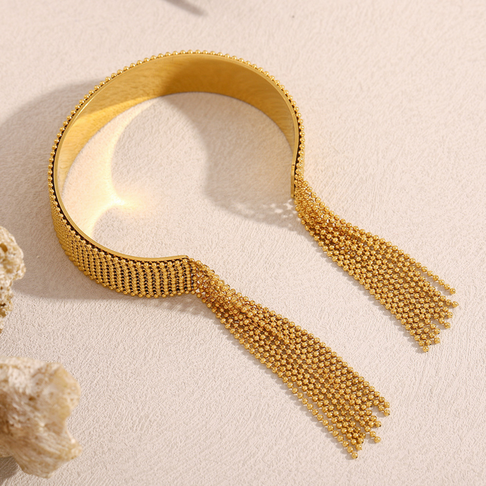 Gold Rasha Tassel Bangle — view 2